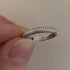 Faberge 18K WHITE GOLD FLUTED WEDDING BAND RING